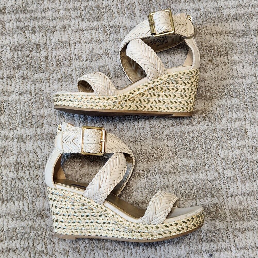 Stuart Weitzman girl Akilah Sparkle Off-White Wedge Espadrille Sandal size 12 - Picture 4 of 10